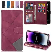 For iPhone 16 15 14 13 12 11 Pro Max XR 8 Wallet Case Leather Flip Zipper Cover