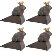 4x LVD Cast Iron Doorstop Frog Prince Door Stopper Home Decor 10.5x8.5cm Brown