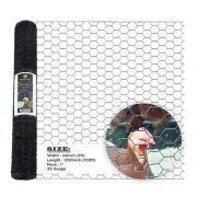 PVC Hexagonal Poultry Net Chicken Wire 24"x 100' x 1" Mesh 20GA Black SIMBASTEEL