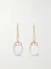 [Octavia Elizabeth] Octavia Elizabeth - 18-karat Gold, Pearl And Diamond Earrings - White - One size One size White