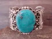 Navajo Jewelry Sterling Silver Turquoise Bracelet by Albert Cleveland!