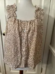 NWT ELIE TAHARI Top Ruched Elasticized Straps Button Front Print Small $275