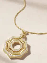 [David Yurman] David Yurman - Zig Zag Stax 18-karat Gold Diamond Necklace - One size One size Gold