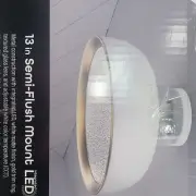 Orein 13 in. Matte White Selectable LED Semi Flush Mount Light with Gold