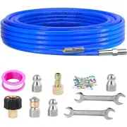 50FT Sewer Jetter Kit for Pressure Washer, 1/4 Inch NPT Corner Hydro Jetter, ...