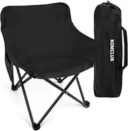 KOMCLUB Portable Camping Chair Lightweight Folding Outdoor Chair with Storage Bag, Heavy Duty 120KG for Hiking, Beach, Picnic, Garden, Backpacking (Black-1set)