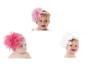 NWT Mud Pie CHIFFON Flower Soft Headband Pink White One Size 0 3 6 12 M