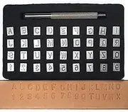 36 Pcs Leather Stamps for Clay, Alphabet and Number Metal Stamping Kit Set, Letter Embossing Stamp (6.5mm)