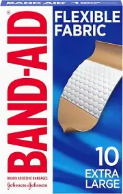 Johnson & Johnson Band-Aid Extra Large Flexible Fabric Adhesive Bandages, 10 Cou