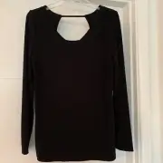 NWT Chico's Travelers Long Sleeve Top Open Back Black-size 1