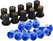 Motorcycle Fairing Bolt Kit 5mm 10PCS Windshield Windscreen Deflectors Bolts for for S1000RR for K1200LT for K1200RS for K1200GT for F900R(Blue)
