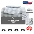 Luxurious King Cotton Percale Sheets – Crisp Light Green Plaid Bedding Set