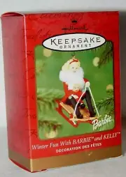 ~WINTER FUN WITH BARBIE AND KELLY~ 2000 HALLMARK KEEPSAKE ORNAMENT NIB