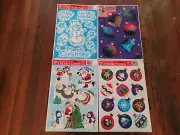 NEW Vintage Christmas Window Cling Static Sticker Sheets ~ Set of 4 Sheets