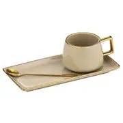 3pc Tempa Rae New Bone China/SS Coffee Tea Cup Mug/Dish Plate/Spoon Set Mocha