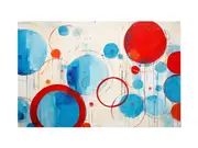 Blue Red Circle Art Painting Canvas Print