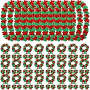 Knitgrip 48 Pcs Christmas Leis Necklace, Headband and Bracelets Set Christmas Leis Hawaiian Flower Necklace Headband Bracelets Party Favors Luau Beach Tropical Christmas Decorations for Women Men