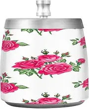 Gorgeous Rose Bouquet White Cigarette Butt Container, Stainless Steel Ashtray with Lid, Beach Ashtray