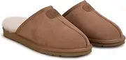 [UGG AUZLAND SHEEPSKIN] Men's Slippers Grey,Mens Sheepskin Scuff Slippers Comfort Men Slippers