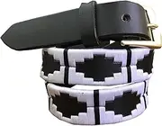 [CARLOS DIAZ] Boys Girls Kids Childrens Premium Unisex Brown Leather Embroidered Designer Polo Belt, Brown - Size : 65cm, 65 cm