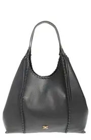 Sam Edelman Sylvia Whipstitch Expandable Leather Tote in Black at Nordstrom One Size