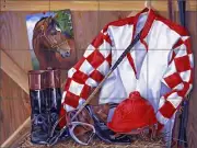 Horse Tile Backsplash Verdayle Forget Jockey Art Ceramic Mural RW-VFA001