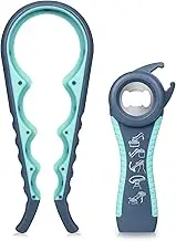 MAEXUS 4 in 1 Jar Opener Kit for Seniors With Arthritis, 5 in 1 Multi-Function Bottle Can Opener Set for Weak Hands, Grip Lid Twist Gripper