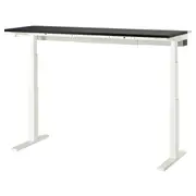 MITTZON desk sit/stand, electric black stained ash veneer/white, 160x60 cm