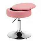 Adjustable 360° Swivel Vanity Stool with Storage & Removable Tray - Pink