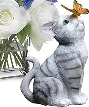 Solar Garden Statue Lights, Cute Resin Animal Figurine with Solar Light, Solar Garden Decor Cat Figurine Solar Garden Statue for Yard Patio Lawn Porch, Garden