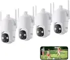 360° PTZ Security Cameras Wireless Outdoor WiFi, 2K Battery Powered Home Securit