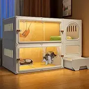 Cat Cage Indoor, Cat Playpen, DIY Cat Enclosures, with Night Light, with Cat Litter Box, Transparent Design, Pet Playpen, Easy to Clean, Breathable(White,41.3x17.7x27.6in)