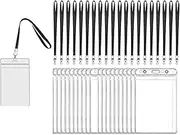 WEZCHUGHAOL 20 Pack Badge Holders with Lanyards: Waterproof Clear Plastic Vertical Name Tag Badge ID Card Holders and 20 Flat Neck Lanyards for Office ID Badges