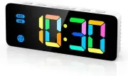 1x Digital Alarm Clock Colorful LED Digital Clock with 7 RGB Digital 4 Dimmable