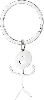 [Luxetoys] Funny Doodle Keychains Stick Figure Keyring with Middle Finger 4cm Double Ring for Bag Charm and Key