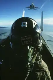 US Air Force USAF pilot in the cockpit F-15 Eagle aircraft 12X18 Photograph