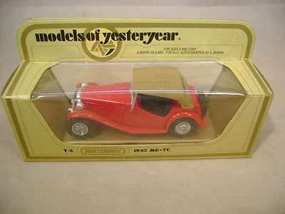 MATCHBOX LESNEY MODELS OF YESTERYEAR Y-8 RED 1945 MG TC WITH TAN ROOF NEW IN BOX