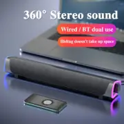 Stereo LED Wired Gaming Sound Bar Computer Speakers USB For PC Desktop Laptop