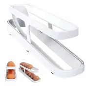 Egg Dispenser Auto Rolling Egg Holder 2 Tier Eggs Storage Egg Tray for Refrigerator