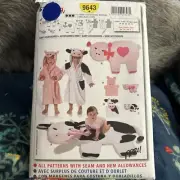 New Burda 9643 Baby Accessories Sz 9 months-3T Sewing Pattern Robe Cow Pig Farm