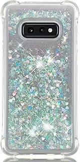 GYHOYA Compatible with Samsung Galaxy S10E Case Glitter Luxury Cute Love Liquid Quicksand Clear TPU Girls Women Stylish Bumper Shockproof Protective Case for Samsung Galaxy S10E Sliver YB