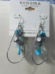 NEW/tags unworn SONOMA 3" semi precious pierced hoop dangle earrings $16 tag