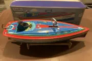 1999 SCHYLLING TIN LITHO FIREBALL SPEEDBOAT WITH BOX