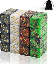 MTG Counter Token Dice, Magic Cube Counter, Magic The Gathering Glitter Sparkle Cube (32 Pieces Colour Gradient Black and White)