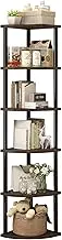 Corner Bookshelf, Storage Standing Shelf Unit with Metal FrameCorner Shelf Stand, (Walnut, 6 Tier)