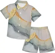 [Caihoyu] Toddler Baby Boy Short Sleeve Button Down Tops + Shorts Set Toddler Little Boys Outfit Summer Clothes Set