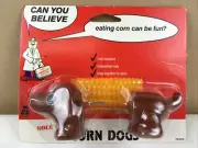 NIP Vintage “Corn Dog” Corn Cob Holders By Acme International Dachshund Kitsch