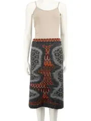 Grey Wool Knit Knee Length Skirt