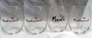 Stemless Champagne Flutes | Set of 4 | Bride & Bridesmaids | Wedding