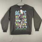 AC/DC Blow Up Your Video Sweatshirt Womens XS Retro Black NWT 80s Rock Bands